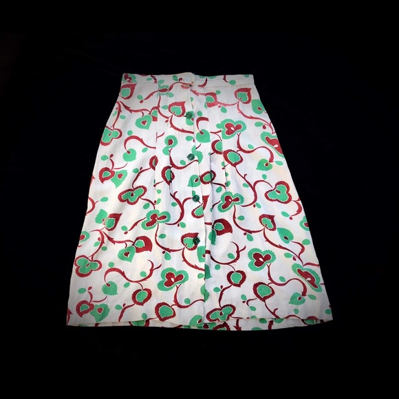 Dresses & Skirts - 1940s White Cotton Novelty Print Casual Skirt 28 W